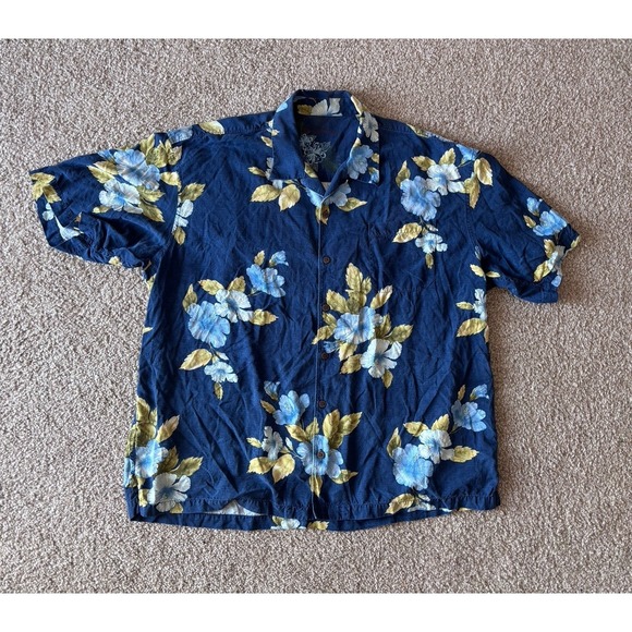 Tommy Bahama Other - Tommy Bahama Mens XXL 100% SILK Button Up Tropical Floral Hawaiian Shirt Blue